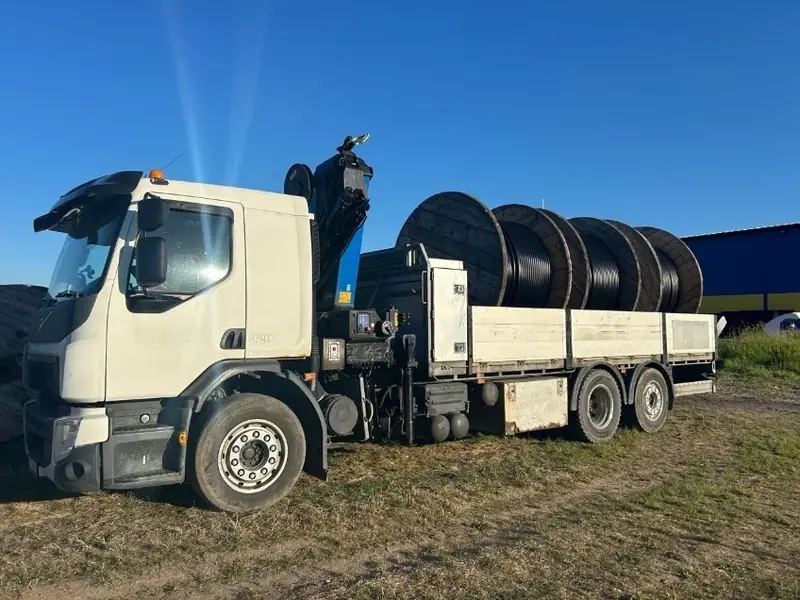 Volvo crane truck with cable drums — BUDNORM equipment